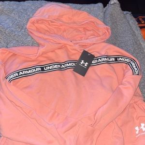 Pink under armor sweat shirt with hood